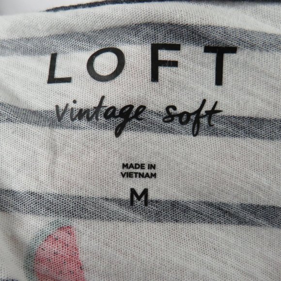 LOFT Striped Watermelon Print Women's Medium Vintage Soft Cotton Tee - Picture 2 of 7